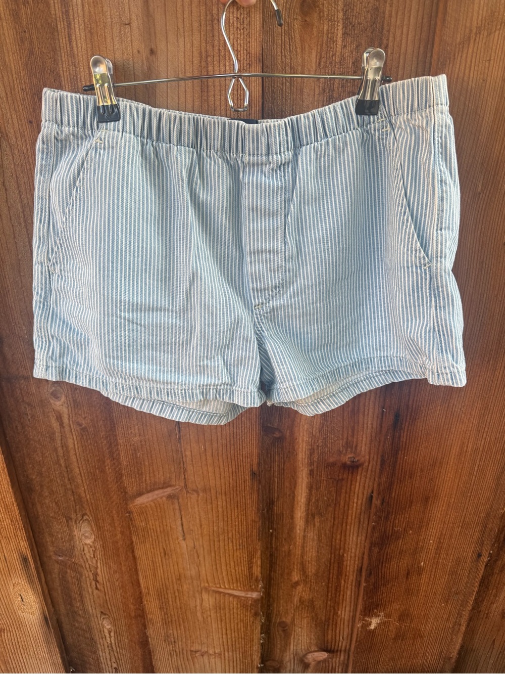 GAP Light Blue and White Striped Women's Flat Front Shorts
